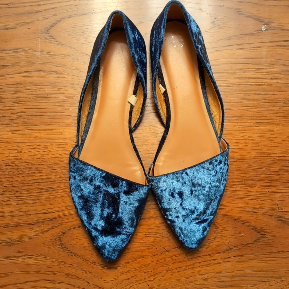 Blue Velvet Flats
